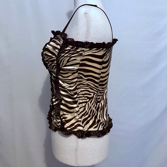 Check Me First NWT Brown and Taupe Zebra Print Bustier Women Various - Picture 5 of 13